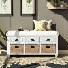 NicBex Shoe Rack Bench Shoe Storage Organizer Rustic Storage Bench with 3 Drawers and 3 Rattan Baskets for Entryway Bedroom - 3 of 4