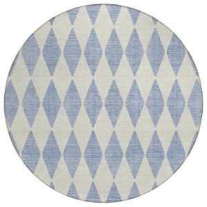 Sky Blue And Ivory Geometric Washable Indoor Outdoor Area Rug - 1 of 4