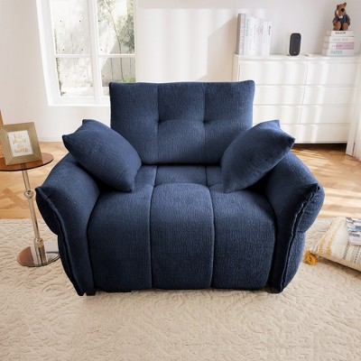 DOMETOUR 47 Ergonomic Single Seater Sofa with High-Resilience Cushions & Pillows, Easy Assembly, Modern Design for Living Room, Office, Blue