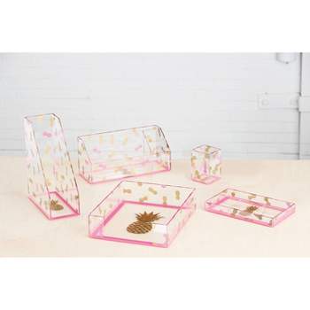 Acrylic and Gold 3 Piece Desk Accessory Set — OfficeGoods