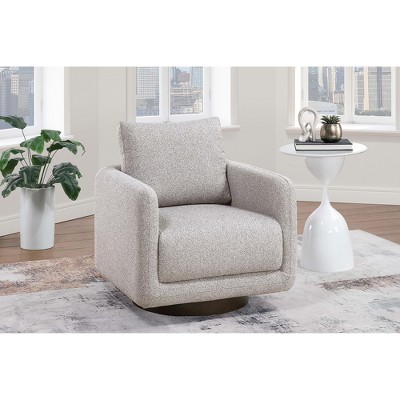 Swivel Accent Chair with Wooden Base and Low-Profile Modern Design for Living Room