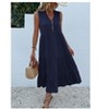 Coolmee Summer Casual Midi Dresses for Women Sleeveless V-Neck Button Front Swing Tank Sundress - 3 of 4