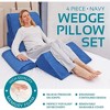 Allsett Health 4 PC Bed Wedge Pillows Set - Orthopedic Memory Foam Wedge Pillow | Multi Angle Relief System for Back and Leg- Machine Washable Blue - 2 of 4