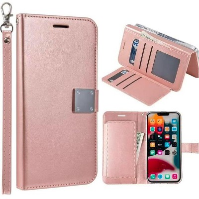 Entronix Case Compatible with iPhone 16E - Foldable Leather Wallet, Card Holder & Lanyard