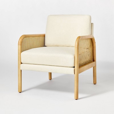 Wood and deals cane accent chair