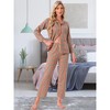 INSPIRE CHIC Women's Long-sleeved Button Down Top and Pants and Pockets Plaid Pajama 2 Pcs Sets - 2 of 4