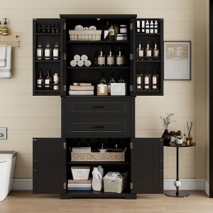 NicBex Tall Bathroom Storage Cabinet,Multi-Functional Floor Cabinets with 2 Drawers and Adjustable Shelf,Bathroom Storage Cabinet for Bathroom - 1 of 4