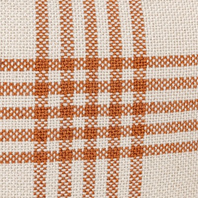 18x18 Inch Rust Plaid Outdoor Throw Pillow with Tassels
