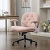 Pink Cross-Leg Chair: Flip Arms, Wheels, Wide Seat Swivel ¨C Comfy Desk/Vanity for Women - 3 of 4