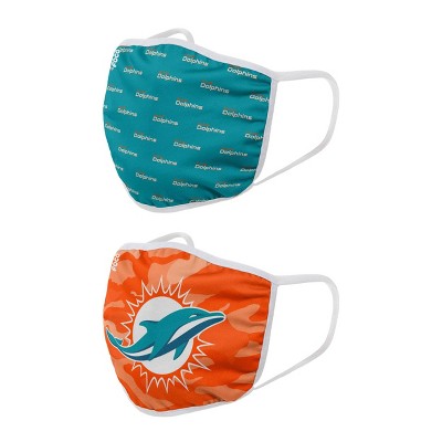 NFL Miami Dolphins Adult Face Covering 2pk