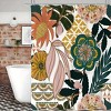 Boho Floral Shower Curtain, Tropical Leaves Fabric Cloth Shower Curtains,Colorful Flower Shower Curtain - 3 of 4