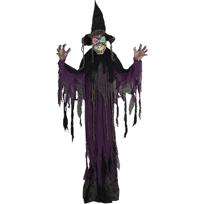 Sunstar Creepy Witch Light-Up Hanging Halloween Decoration - 72 in x 55 in - Black