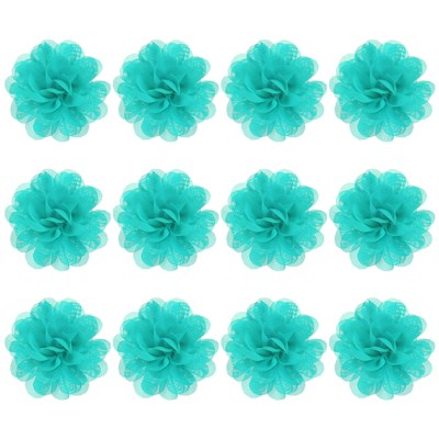 Unique Bargains Mesh Fabric Full Chiffon Flowers for DIY 12 Pcs