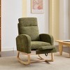 Modern Accent Rocking Recliner Armchair With Wood Legs,Teddy Fabric High Backrest Nursery Rocking Chair With Side Pocket And Leg Rest-Cuddlewood - 2 of 4