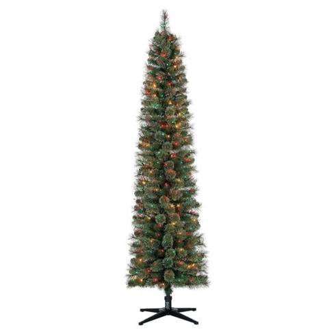 Home Heritage 7ft Pre-Lit Artificial Stanley Pencil Christmas Tree, Multicolor - image 1 of 4