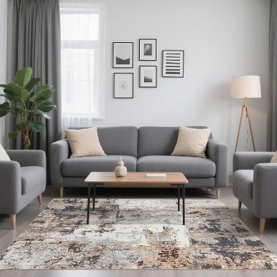 Washable Non-Slip Rug, Modern Abstract Low Pile Indoor Carpet, Soft Machine Washable Area Mat for Living Room, Bedroom, Entryway