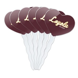Loyola University Chicago Secondary Heart Love Cupcake Picks Toppers Decoration Set of 6 - 1 of 4