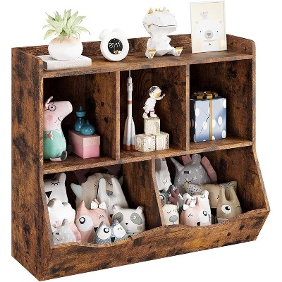 Kids Bookshelf and Toy Storage, 3 Tier Toy Organizer, 5 Cube Storage Cabinet, Toddler 3 Shelf Bookcase for Playroom, Bedroom, Living Room, Classroom