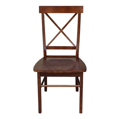 Espresso High Cross Back Solid Wood Side Chairs, Set of 2