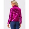 INSPIRE CHIC Women's Holographic Shiny Zipper Metallic Down Puffer Jacket - 4 of 4