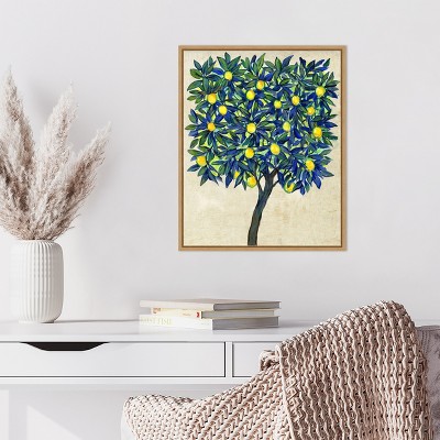 Sylvie Maple Framed Lemon Tree Canvas Wall Art 16 x 20 Inches