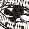 Airsurfer 20" Cage Ceiling Fan with Light Kit, 5 ABS Black Blades, Remote Included, E12*6(Bulbs not included), 5" & 10" Down  Rods, AC Motor - 3 of 4