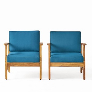 Perla 2pk Acacia Wood Club Chairs: Weather Resistant & Sturdy - Christopher Knight Home - 1 of 4
