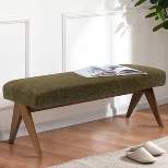 Morgan 47.2" Wide Benches Upholstered Seat and Back With Upside Down "V" shape design Solid Wood Legs-Maison Boucle