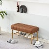 KTMBDW Storage Bench, Metal Shoe Rack Bench, Rustic Entryway Bench for Living Room, Entryway - 3 of 4