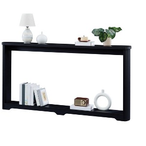 Gulches 70.1" Black Corrugated Texture Storage Console Table - Narrow Wooden, for Entranceways, Behind Sofa, 70.1"L×8.7"W×35.5"H - 1 of 4