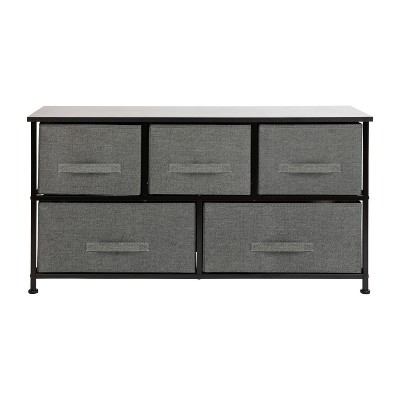Gray and Black 5-Drawer Cast Iron Frame Storage Dresser