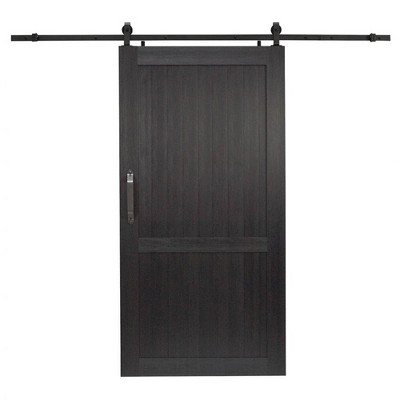 LTL Home Products MLB3684BHKD Millbrooke Ready to Assemble Durable PVC Rolling Farmhouse Barn Door for 36 Inch x 84 Inch Openings, Black