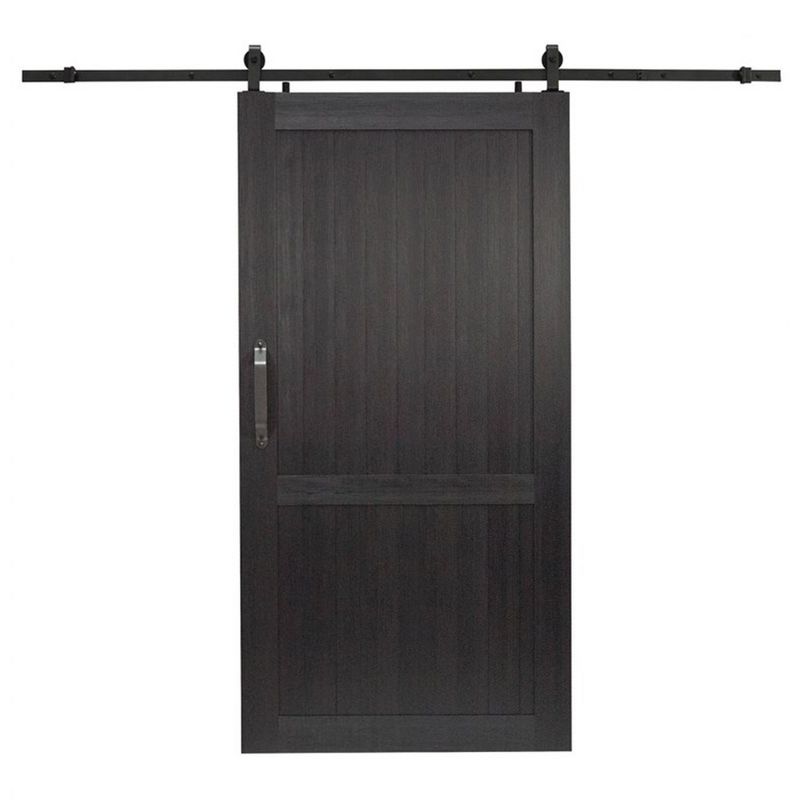 LTL Home Products MLB3684BHKD Millbrooke Ready to Assemble Durable PVC Rolling Farmhouse Barn Door for 36 Inch x 84 Inch Openings, Black, 1 of 6