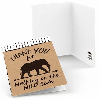 Big Dot of Happiness Wild Safari - African Jungle Adventure Birthday Party or Baby Shower Thank You Cards (8 count)