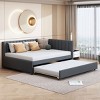 Full Size Upholstered Bed with Pull-Out Trundle and Backrest, Linen Sofa Bed for Apartment or Guest Room-Baofuwish - 2 of 4