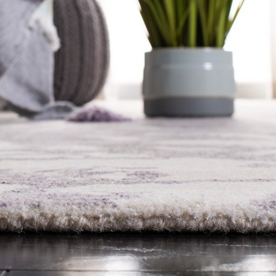 Handmade Tufted Purple/Ivory Wool Rectangular Area Rug