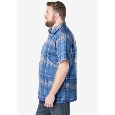 KingSize Plaid Wrinkle-Resistant Short Sleeve Button Down