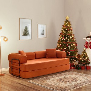 Mjkone Convertible Pull Out Sleeper Sofa Bed with Pillows&Movable armrest,Folding Mattress Couch, Removable Washable Floor Sofa - 1 of 4