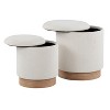 Marla Contemporary Nesting Ottoman Set in Natural Wood and Cream Fabric by LumiSource - 4 of 4