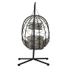 Sapphtopaz Outdoor Porch Swing Egg Chair Wicker Swing Chair Hanging Basket Chair with Cushion and Hanging Stand for Garden, Indoor, Terrace - 3 of 4