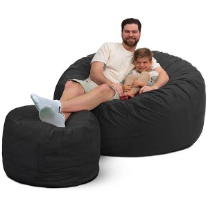 Ultimate Sack 5ft Bean Bag Chair and Footstool, Oversized Comfortable Indoor Floor Lounger, Giant Foam-Filled Furniture for Relaxing, Grey Suede - 1 of 4