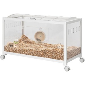 Acekool Large 3-Tier Hamster Cage, Metal & Glass Small Animal Habitat with Wheel, Deep Bottom, Ramps & Accessories, Black - 1 of 4