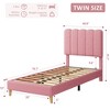Twin/Twin XL Bed Frame, Boucle Upholstered Platform Bed with Wave Headboard for Girls/Kids, No Box Spring Needed - 2 of 4