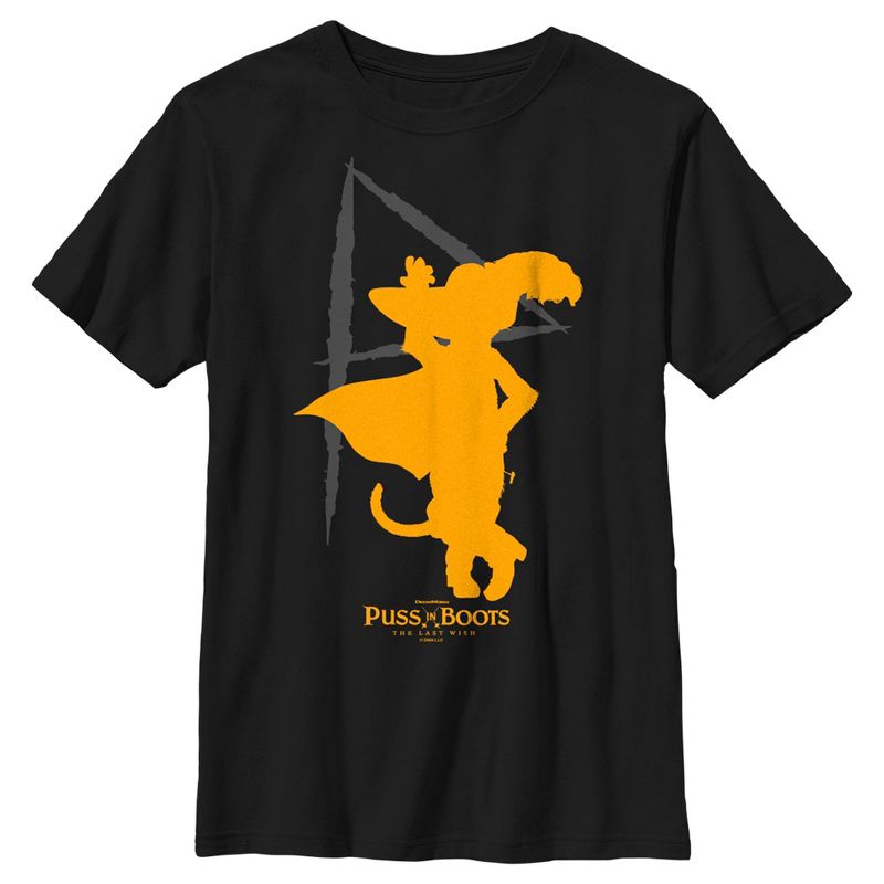 Boy's Puss in Boots: The Last Wish Yellow Silhouette T-Shirt, 1 of 6