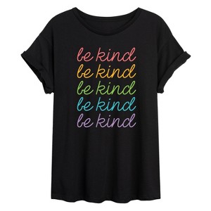Women's - Instant Message - Be Kind Stacked- Juniors Oversized Graphic T-shirt Oversized Graphic T-Shirt - 1 of 4