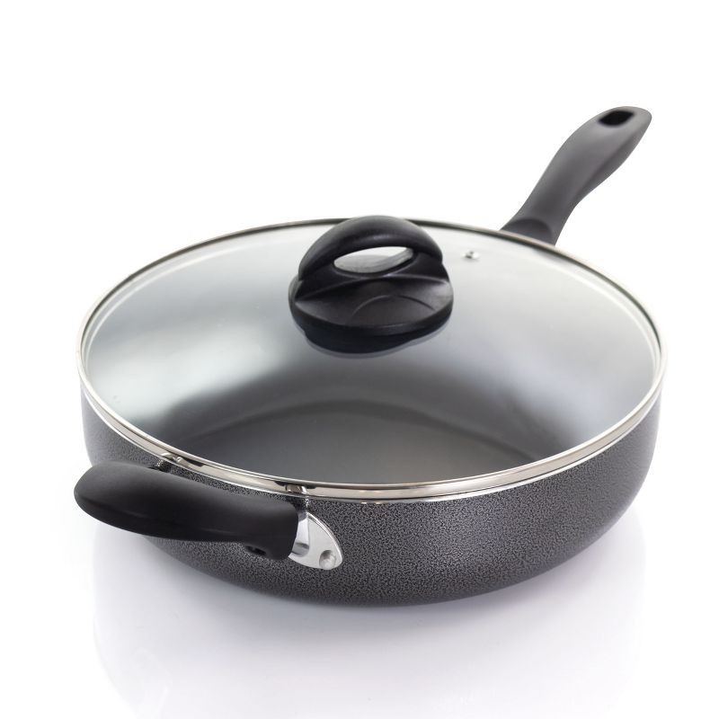 Oster Clairborne 10.25 Inch Aluminum Sauté Pan with Lid in Charcoal Grey, 5 of 11