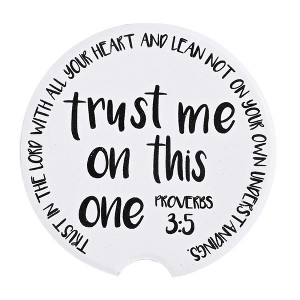 Dicksons CC-29 Trust Me On This One Classic White 2.5 Inch Absorbent Ceramic Car Coasters Set of 2 - 1 of 2