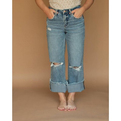 Women's Cam Distressed Crop Jean - FLYING MONKEY