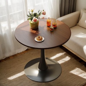 NicBex 23.6" Modern Dining Table Tulip Round Kitchen Table with Steel Base, Mid Century Coffee Table, Dining Room Table for Living Room, Walnut - 1 of 4