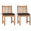 vidaXL 2-Piece Outdoor Patio Chairs with Cushions - Solid Teak Wood Construction, Taupe Cushions - Perfect for Garden or Indoor Use - 2 of 4